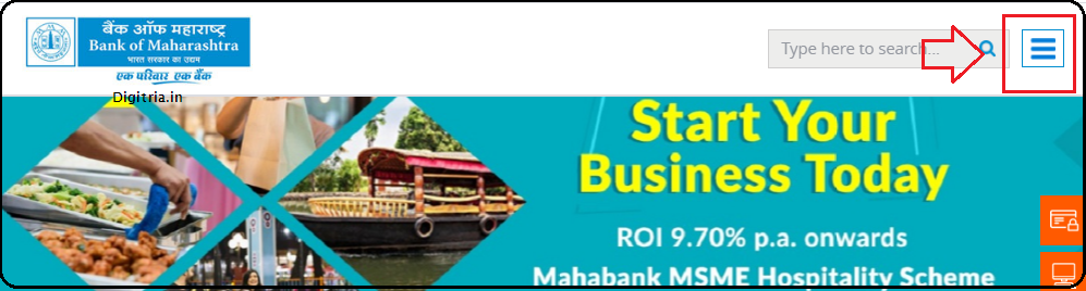 Bank Of Maharashtra website home page