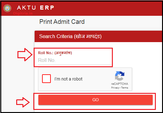 AKTU Admit Card Print Page