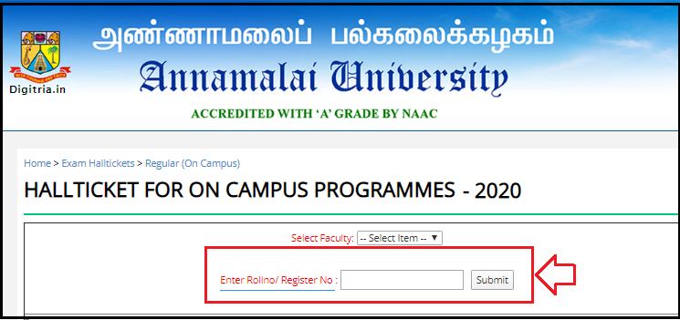 Annamalai University Hall Ticket \