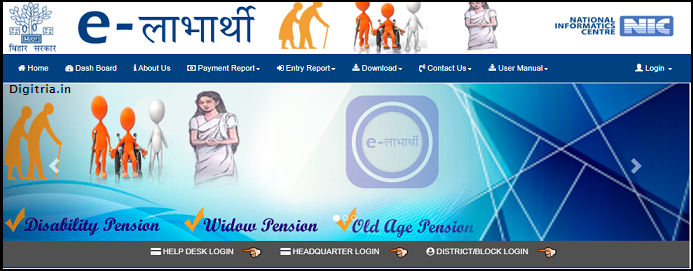 elabharthi Bihar Pension home page