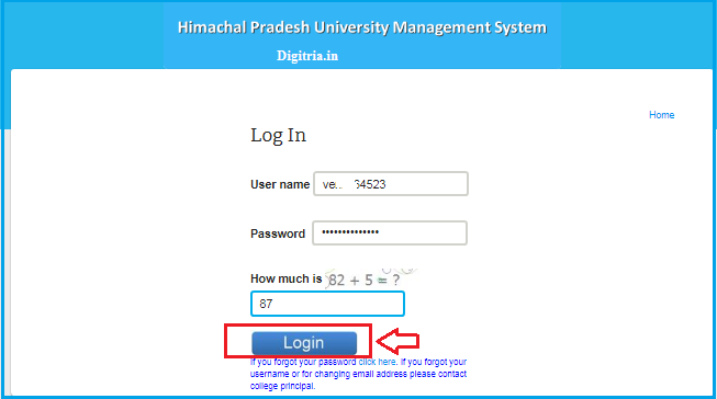 login the page of Students portal