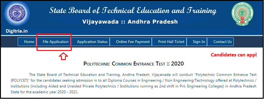 Click on file application of AP POLYCET 2020