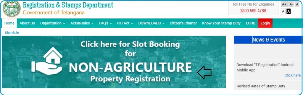 Slot Booking for Non- Agriculture Property