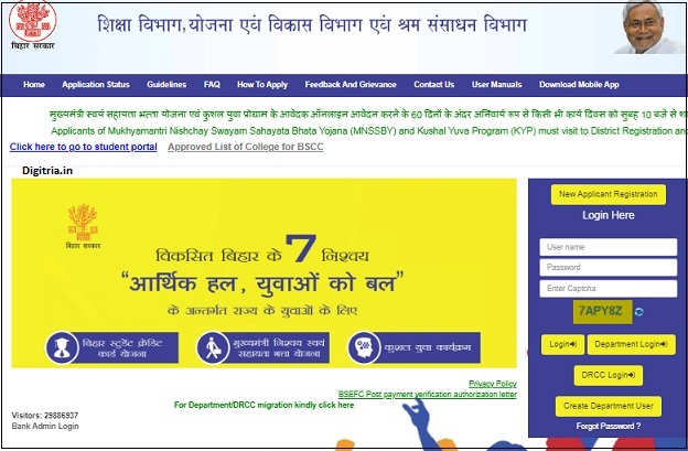 Bihar Student Credit Card New Registration