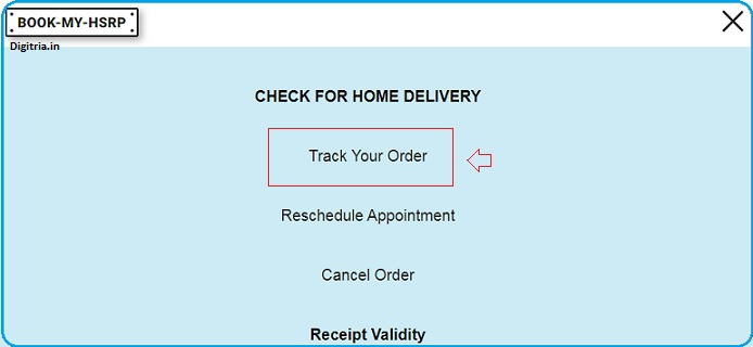 Click on track your order of UP HSRP