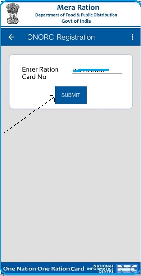 enter ration card and click on submit button