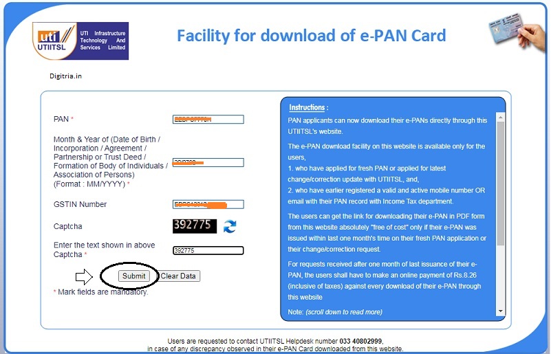 Download PAN Card here