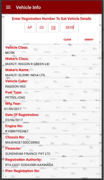 vehicle info app