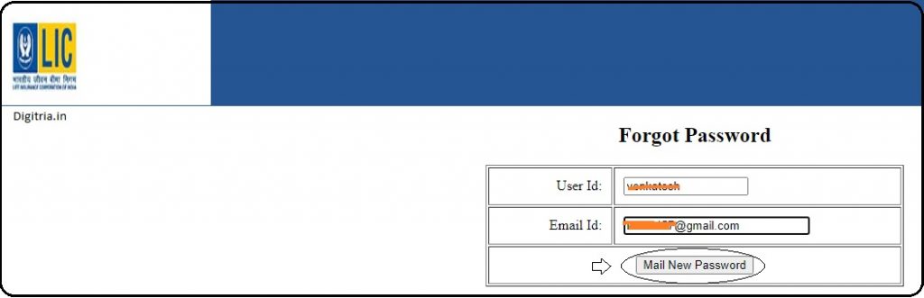 Mail to new password