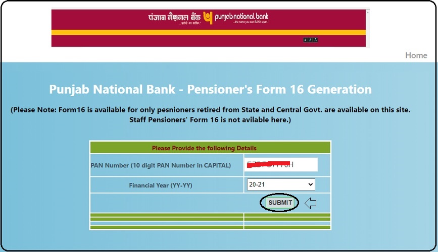 PNB Pensioner Form 16